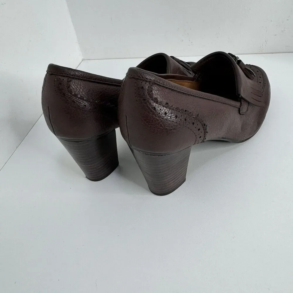 GH Bass & Co. Block Heels Women's 7 M Pumps SlipOn Shoes Kiltie Tassels Academia - Picture 5 of 8